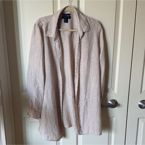 Tahari 100% Linen Shirt in Oatmeal - Picture 10 of 10